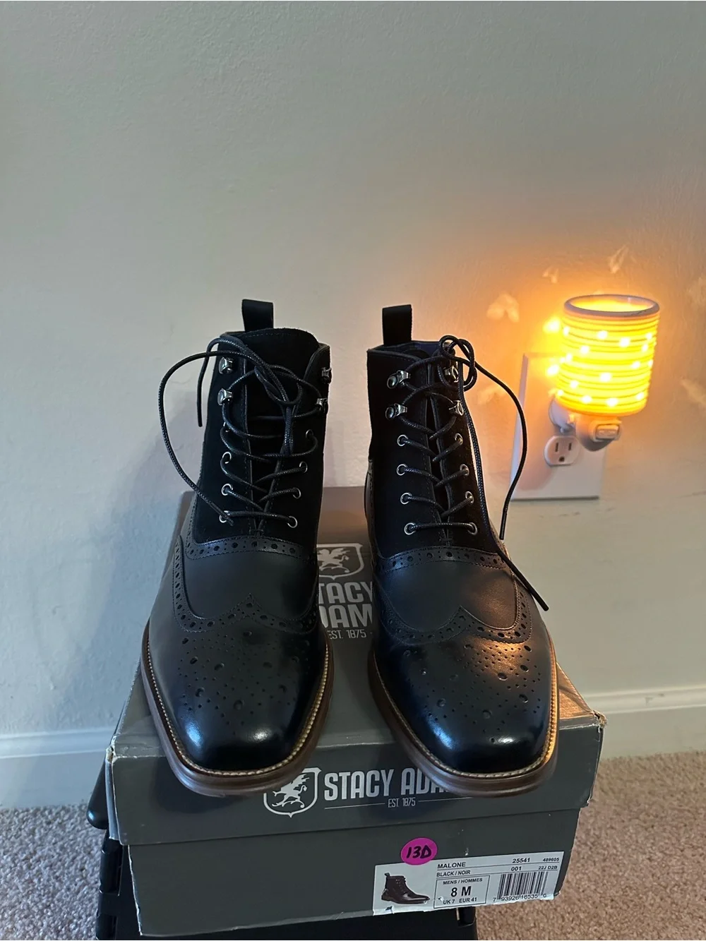 Stacy Adams Black Leather & Suede Chukka Wingtip Boots